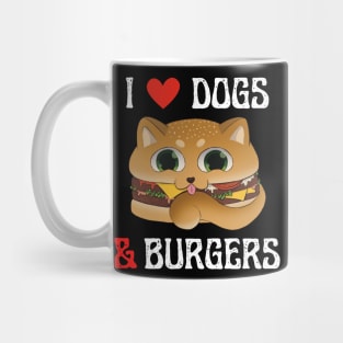 I Love Dogs and Burgers White Design Mug